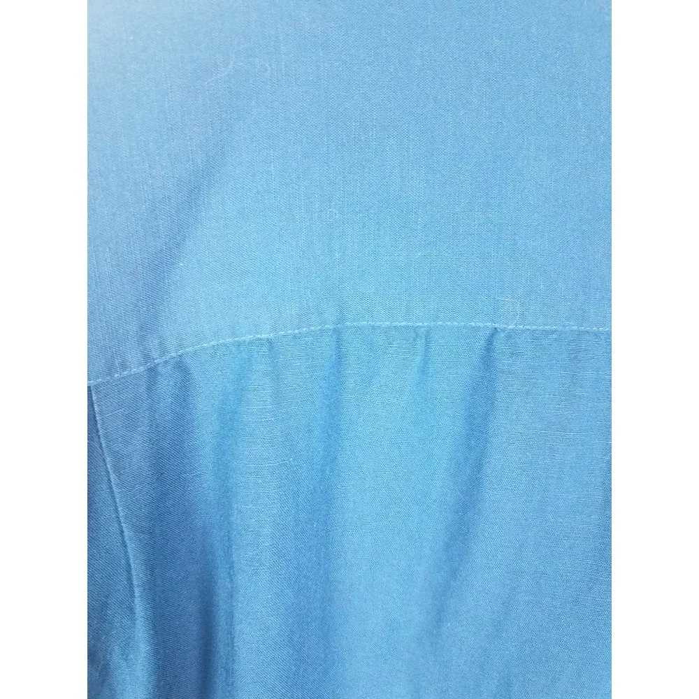 Cubavera Sz. 3x Blue & Ivory Linen Button Up Short Sleeve Embroidered Shirt - Picture 7 of 7